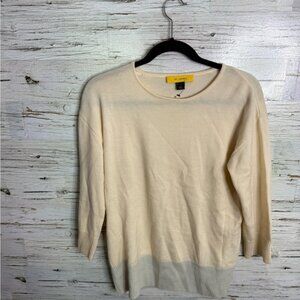 St. John Cream Crew Neck Sweater wool cream gray size medium